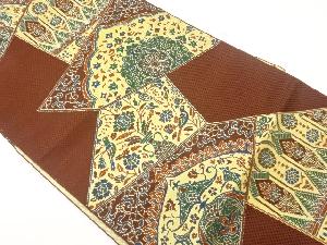 本場筑前博多切り嵌め風花鳥に華文模様織出し名古屋帯